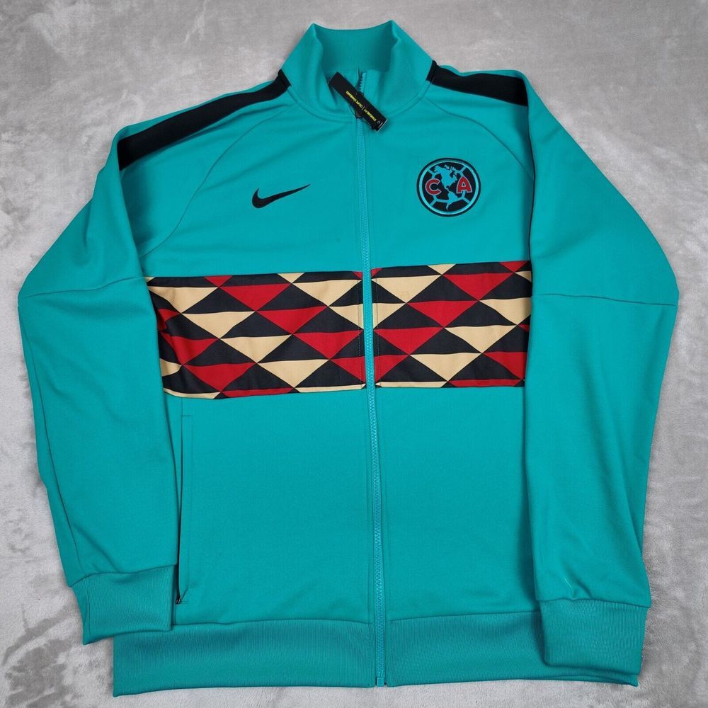Nike Club America Jacket Mens Medium I96 Full-Zip Fleece Track Blue Soccer NEW
